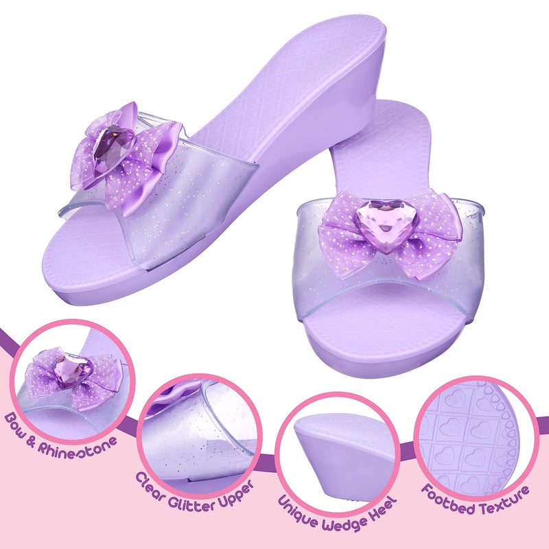 PRINCESS EXPRESSIONS 3-Pack Princess Shoe Set - Dress Up Royalty Kids Wedge Heels Slip On Shoes - Pastel Colored Princess Dress Up Shoes, Pretend Play Wedge Heels For Kids - Fits Toddler Size 7-10 - Image 4