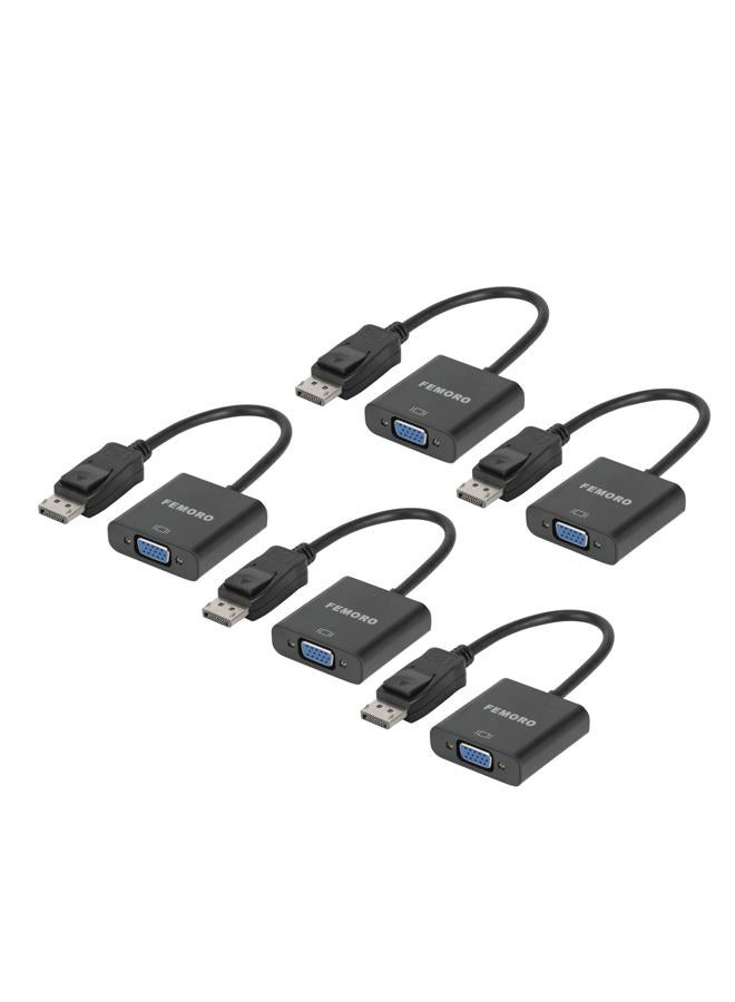FEMORO Display Port to VGA Adapter 5-Pack 1080P Video Converter, Displayport DP to VGA Adapter Male to Female Connector (DP to VGA) - Image 1