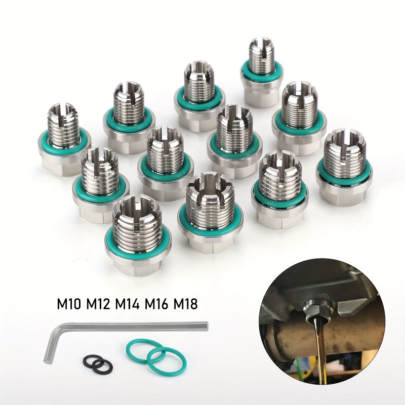 Self Tapping Stainless Steel Oil Pan Drain Plug Repair Kit M12 X 1.75 With O Ring - Image 3