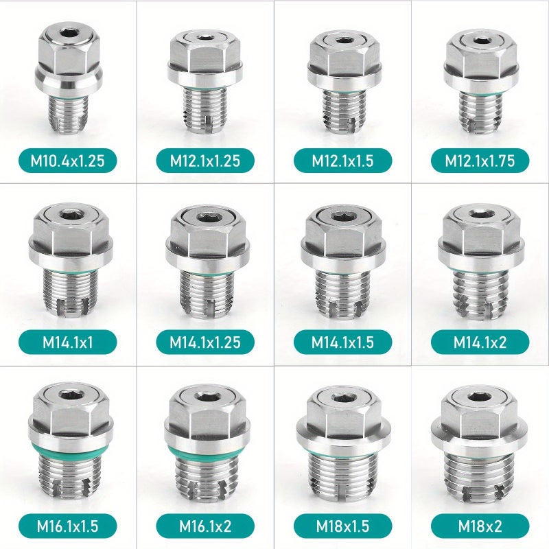 Self Tapping Stainless Steel Oil Pan Drain Plug Repair Kit M12 X 1.75 With O Ring - Image 1