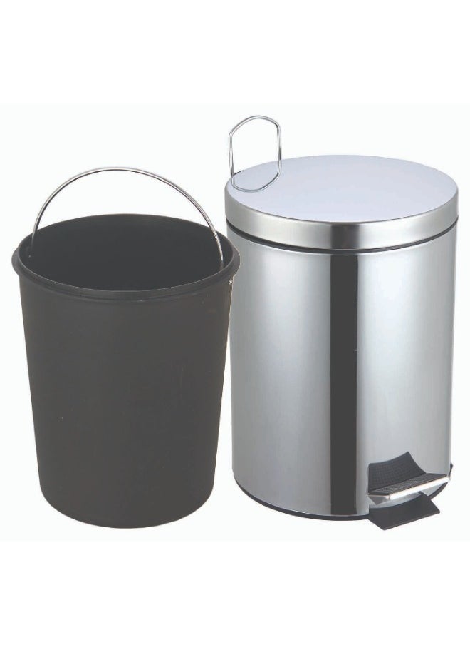 Feelings Feelings 5 Litre Stainless Steel Round Step Dustbin Trash Bin Plastic Bucket Inside Bin for Kitchen Office Bathroom Restaurant  - Image 3