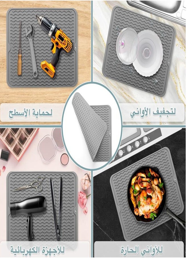 فيولا وصال رف تجفيف الاطباق  والصحون من VIOLLA | على المجلي ستانلس ستيل(304) قابل للتعديل36x47سم | مع بساط تجفيف من السيليكون , موزع ومضخة صابون, وحامل اسفنجة غسيل |قابل للطي لتنظيم المطبخ , أسود  - Image 4