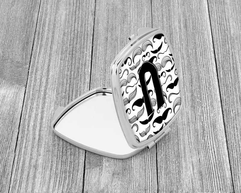 Caroline's Treasures CJ2009-USCM Letter U Moustache Initial Compact Mirror Decorative Travel Makeup Mirror for Women Girls Gifts Pocket Makeup Mirror Folding Handheld - Image 2