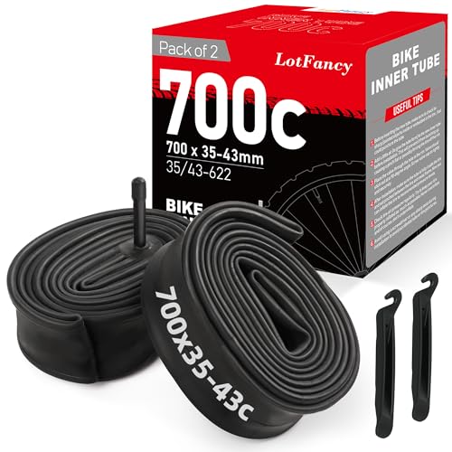 LotFancy 700C Bike Tubes, 2Pcs 700x35/43c Road Bike Tube (35/43-622), 700x35C 700x38C 700x40C 700x42C 700x43C Bicycle Tire Tubes, AV32mm Schrader Valve - Image 4