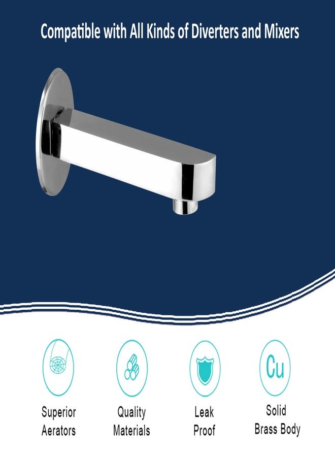 KCS® - Bath Tub Spout - for Bathroom Diverter Tap - Heavy Brass - with Wall Flange (Chrome, ALIVE-SPT-400) - Image 3