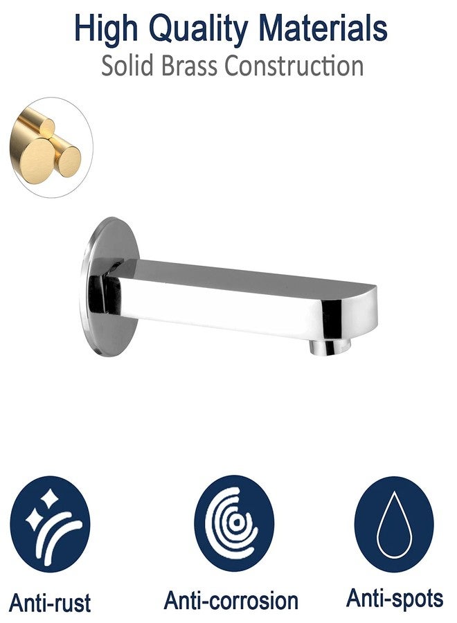 KCS® - Bath Tub Spout - for Bathroom Diverter Tap - Heavy Brass - with Wall Flange (Chrome, ALIVE-SPT-400) - Image 2