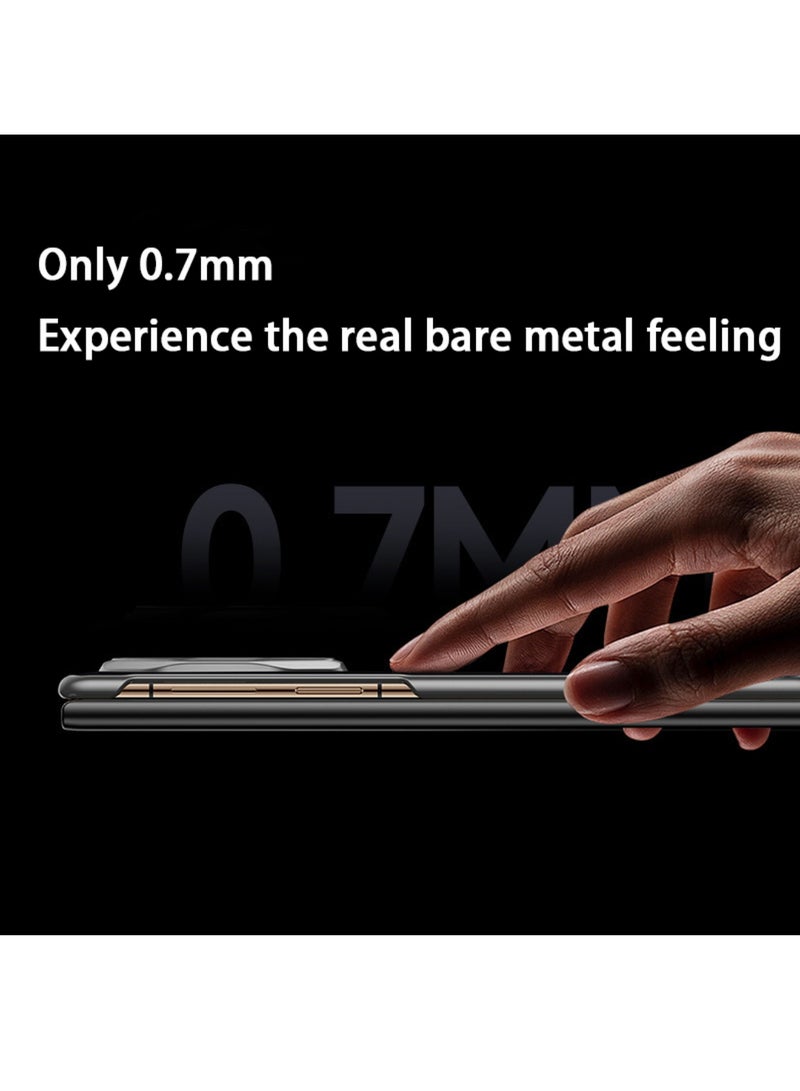 جراب جلدي مغناطيسي لهاتف Huawei Mate XT، نسيج ألياف الكربون الثلاثي، صدفي قابل للطي، شفط مغناطيسي مدمج، شاشة نافذة ذكية لهاتف Huawei Mate XT (أسود)