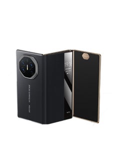 اووكاي جراب جلدي مغناطيسي لهاتف Huawei Mate XT، نسيج ألياف الكربون الثلاثي، صدفي قابل للطي، شفط مغناطيسي مدمج، شاشة نافذة ذكية لهاتف Huawei Mate XT (أسود)  - Image 3