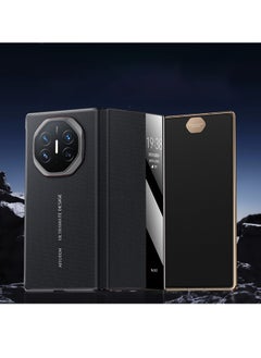 اووكاي جراب جلدي مغناطيسي لهاتف Huawei Mate XT، نسيج ألياف الكربون الثلاثي، صدفي قابل للطي، شفط مغناطيسي مدمج، شاشة نافذة ذكية لهاتف Huawei Mate XT (أسود)  - Image 4