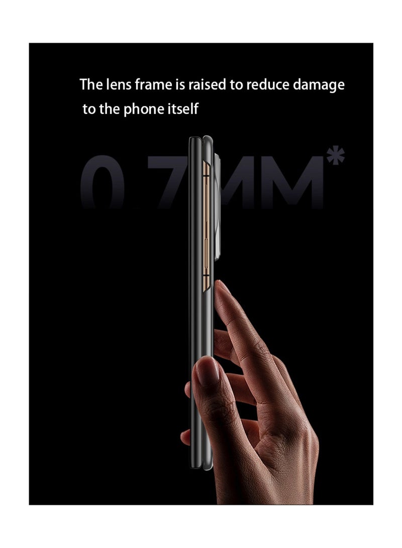 جراب جلدي مغناطيسي لهاتف Huawei Mate XT، نسيج ألياف الكربون الثلاثي، صدفي قابل للطي، شفط مغناطيسي مدمج، شاشة نافذة ذكية لهاتف Huawei Mate XT (أسود)