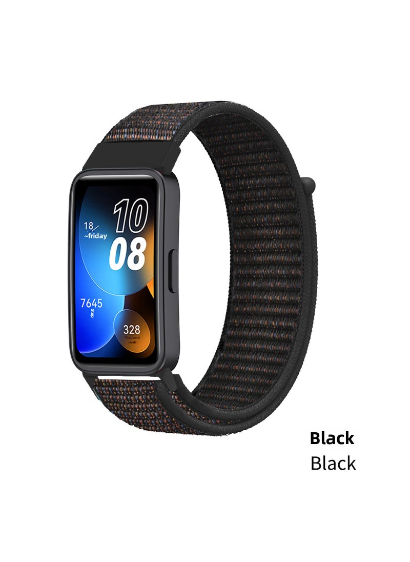 Generic 1 x 5 pcs Nylon Loop Band Magic Strap for Huawei Band 9 9# Black (Black Sand) 