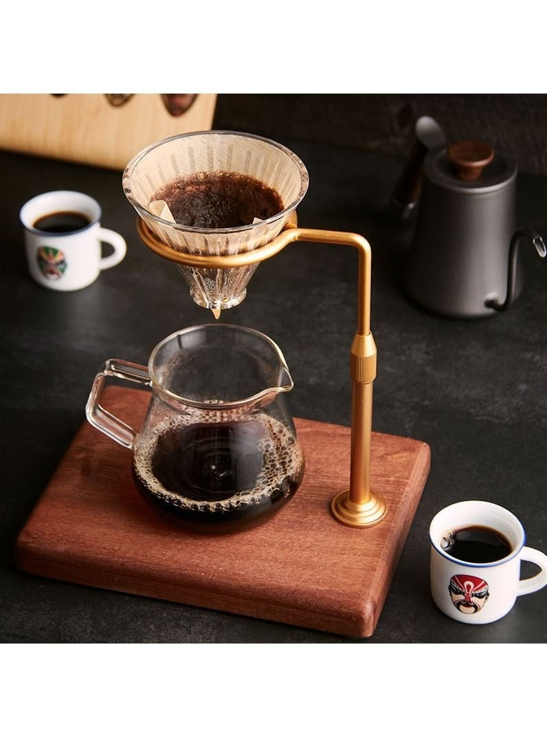 ULHYC Pour Over Coffee Dripper Station Adjustable with Wooden Base Stand for Home Use and Everyday Brewing - Image 1