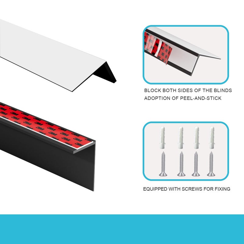 Blindify Light Blocking Strips, Light Blockers for Window Shades and Blinds, Block Light Along The Sides Blackout Side Tracks for Bedroom, White 2 Pcs - Image 4