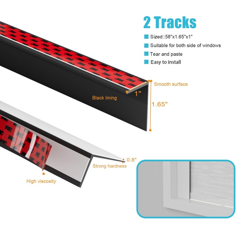 Blindify Light Blocking Strips, Light Blockers for Window Shades and Blinds, Block Light Along The Sides Blackout Side Tracks for Bedroom, White 2 Pcs - Image 3