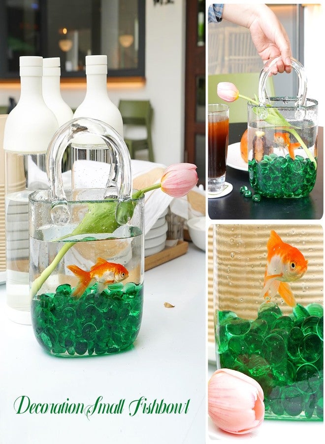 RUOJAS 1LB Green Flat Glass Marbles for Vases, Gemstone Beads Vase Filler Decorative Glass Pebbles for Fish Tank, DIY Crafts, Aquarium Decor Rocks - Image 3
