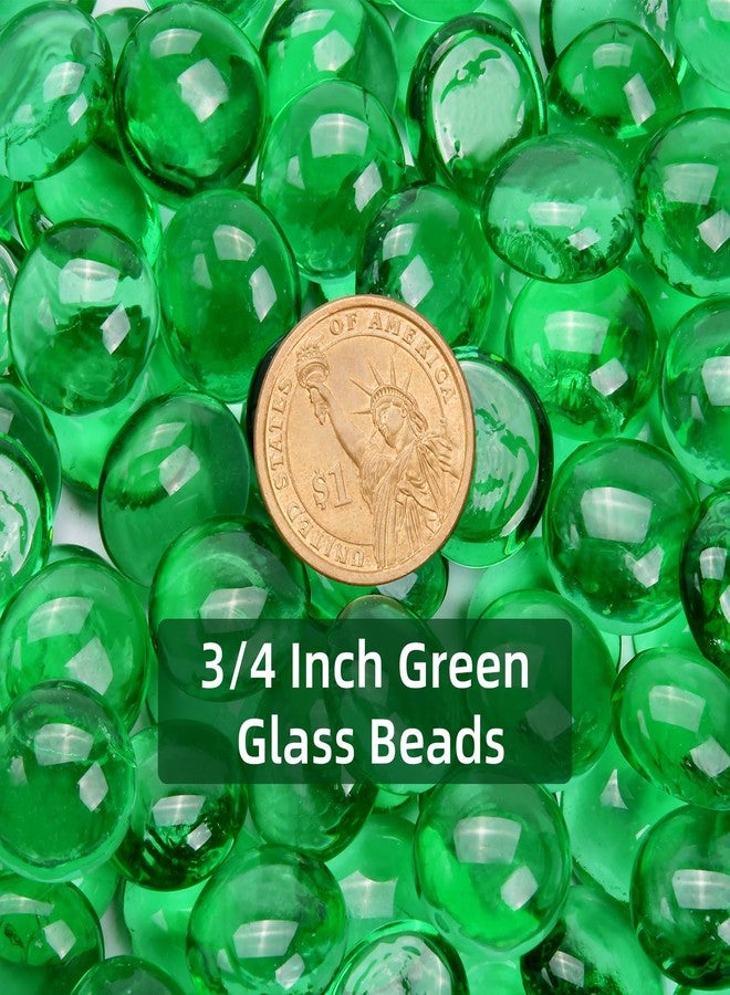 RUOJAS 1LB Green Flat Glass Marbles for Vases, Gemstone Beads Vase Filler Decorative Glass Pebbles for Fish Tank, DIY Crafts, Aquarium Decor Rocks - Image 2
