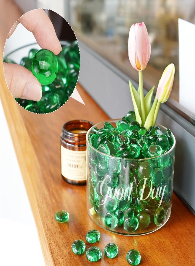 RUOJAS 1LB Green Flat Glass Marbles for Vases, Gemstone Beads Vase Filler Decorative Glass Pebbles for Fish Tank, DIY Crafts, Aquarium Decor Rocks - Image 4