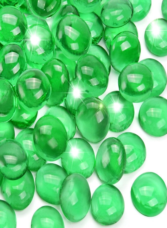 RUOJAS 1LB Green Flat Glass Marbles for Vases, Gemstone Beads Vase Filler Decorative Glass Pebbles for Fish Tank, DIY Crafts, Aquarium Decor Rocks - Image 1