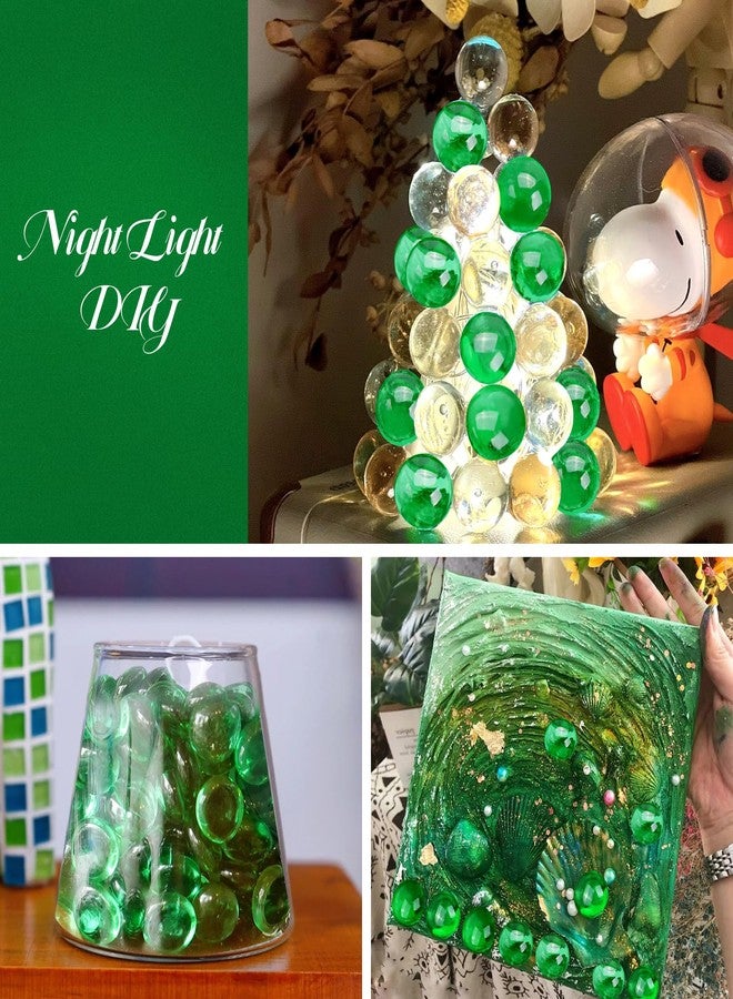RUOJAS 1LB Green Flat Glass Marbles for Vases, Gemstone Beads Vase Filler Decorative Glass Pebbles for Fish Tank, DIY Crafts, Aquarium Decor Rocks - Image 5