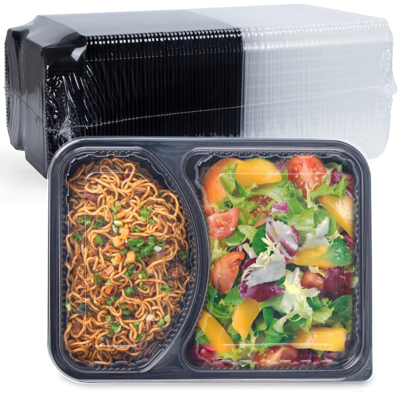 FRESHPAK Meal Prep Container, 2-Compartment 40-Pack To Go Containers with Lids Reusable BPA Free Microwave and Freezer Safe Bento Boxes Ideal for Portion Control Food Storage(40oz) - Image 1