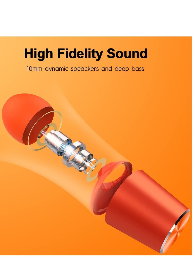 Techno - Tecno Magnetic Wireless Bluetooth Headphones, Neckband Bluetooth Headphones with Microphone, Headphones Wireless Bluetooth 5.2 for Workout Running, Orange - Image 1