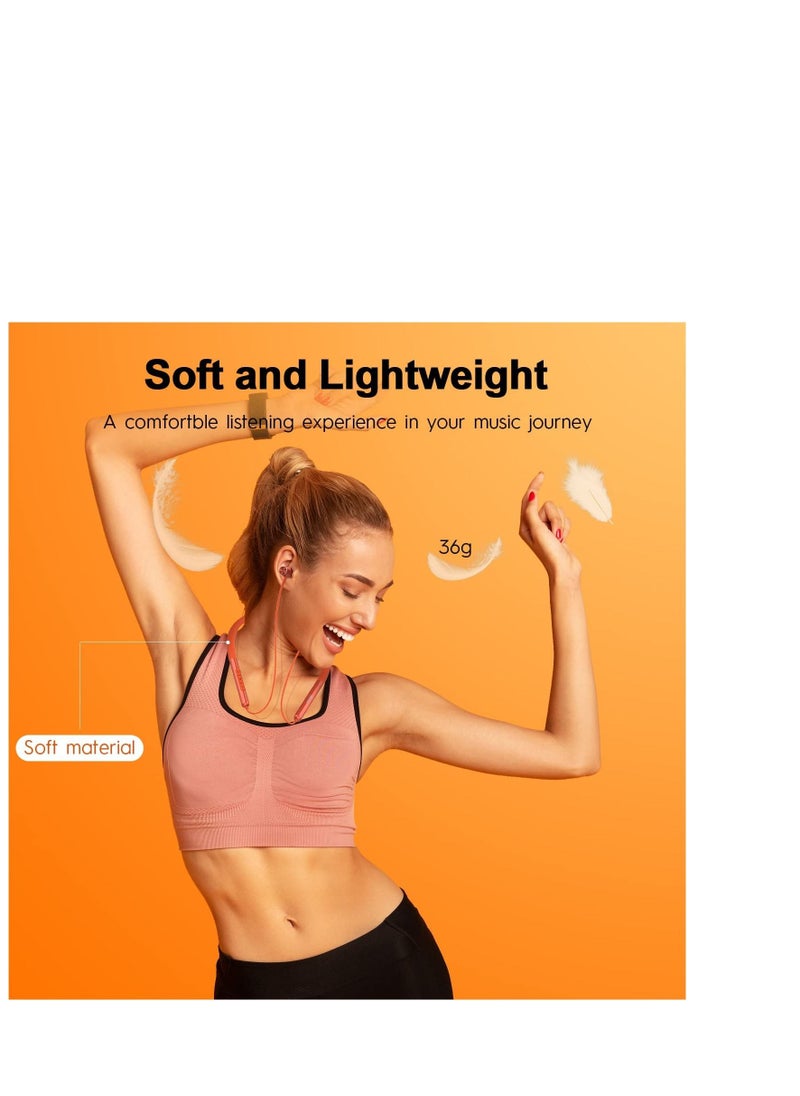 Techno - Tecno Magnetic Wireless Bluetooth Headphones, Neckband Bluetooth Headphones with Microphone, Headphones Wireless Bluetooth 5.2 for Workout Running, Orange - Image 1