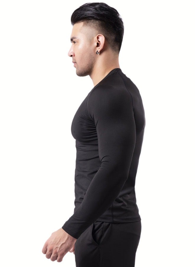 Men's Long Sleeve Compression Shirt Compression T-Shirt for Workout Exercise Fitness Muscle Training Sportswear (Black) - Image 3