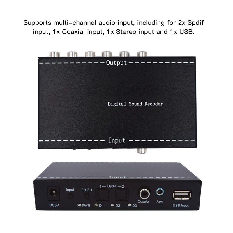 NK-A6L 5.1 Audio Gear Digital Sound Audio Converter 3.5mm Audio Output Replacement for Dolby Digital AC-3 DTS UK Plug - Image 5
