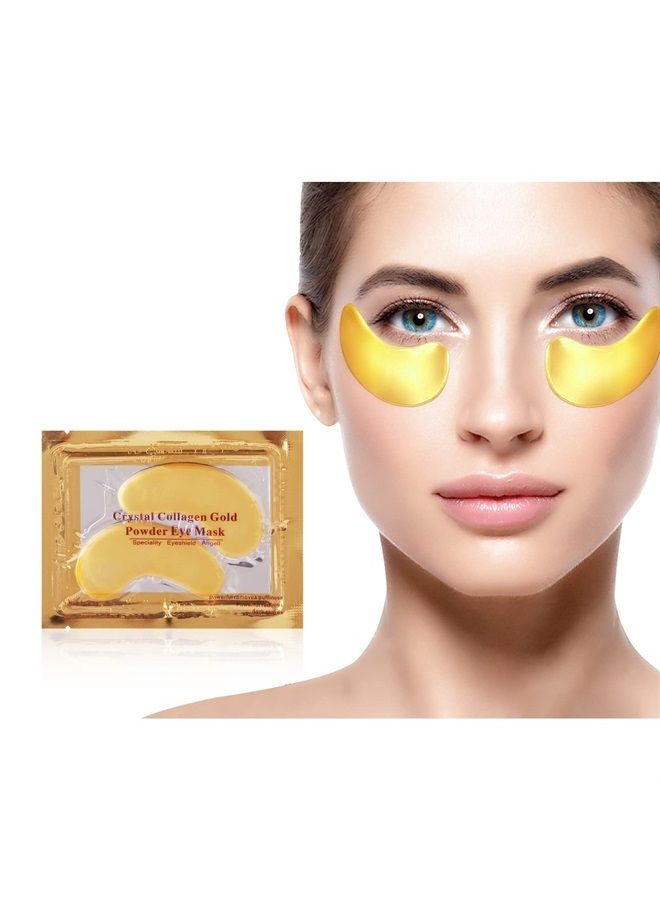 MEICOLY Lip and Eye Mask Sheet Moisturizing Gold Under Eye Mask Gel Crystal Collagen Anti-Aging Eye Patches Dark Circle Remover 30 Pads with Box, A  - Image 1