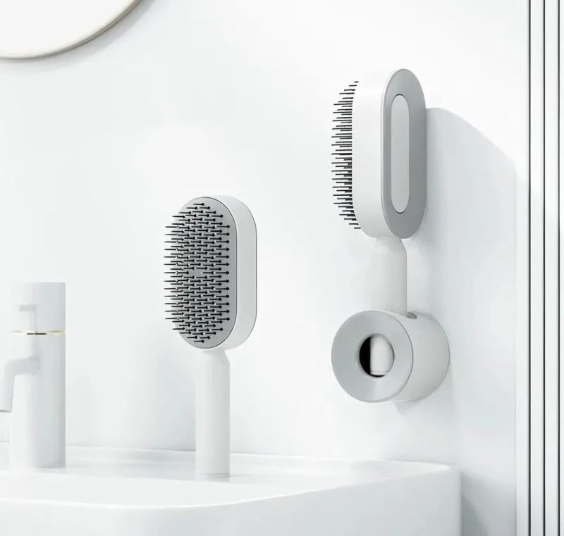 Self Cleaning Hair Brush for Women 3D Air Cushion Massager Brush Easy Clean Hair Brush Detangling AntiStatic Brush Suitable for All Hair Types White