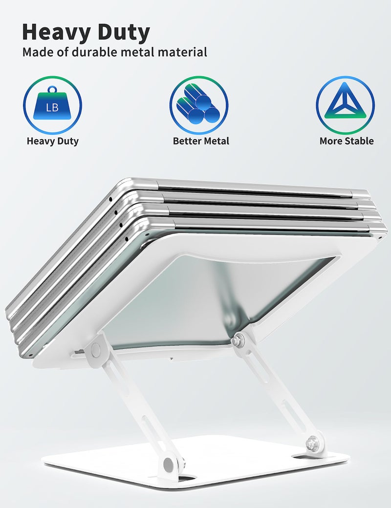 SOUNDANCE Laptop Stand for Desk, Portable Adjustable Laptop Riser, Ergonomic Design Computer Holder, Metal Laptop Mount Elevator Compatible with 10 to 15.6 Inches PC Computer, White - Image 5