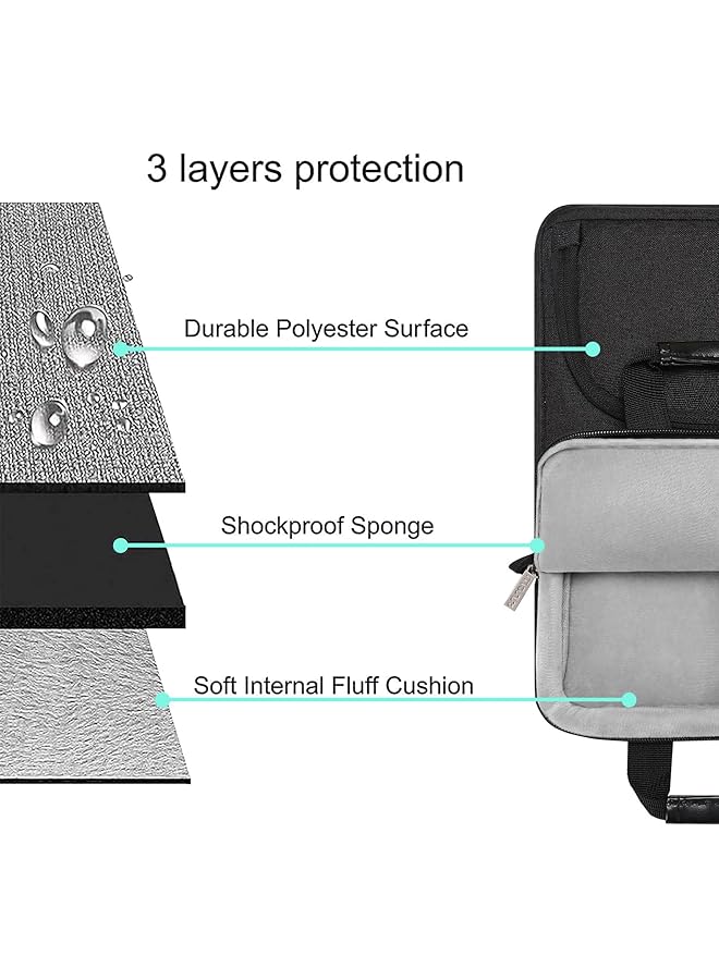 موسيسو حقيبة كتف عمودية واقية 360 درجة متوافقة مع أجهزة iPad Pro مقاس 12.9 بوصة M2 وM1 الجيل السادس والخامس والرابع والثالث 2022-2018 Surface Pro مقاس 12.3 بوصة × 7 6 5 4 3 2 1 مع جيبين منحنيين باللون الأسود - Image 3