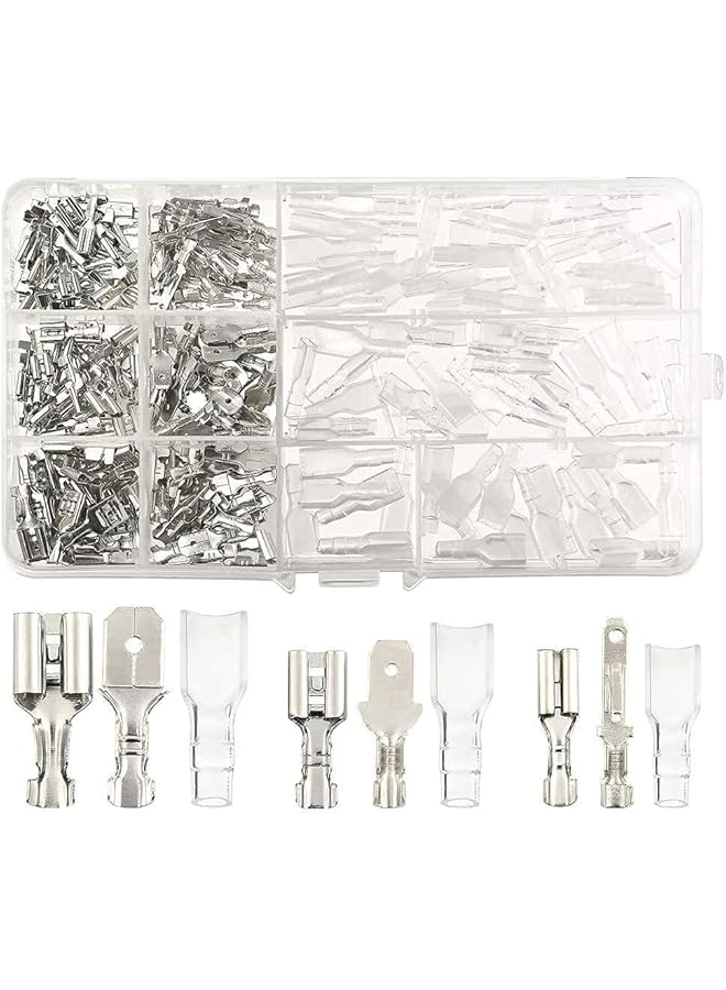 joyzzz 270 Pcs Quick Spade Connector Kit - Male Bus Crimp Terminal Assortment, 2.8/4.8/6.3Mm Male And Female Wire Connectors For Car Audio Speaker Electrical Wiring  - Image 1