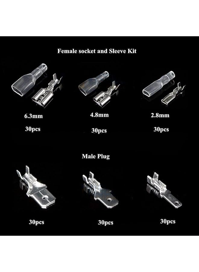 joyzzz 270 Pcs Quick Spade Connector Kit - Male Bus Crimp Terminal Assortment, 2.8/4.8/6.3Mm Male And Female Wire Connectors For Car Audio Speaker Electrical Wiring  - Image 2
