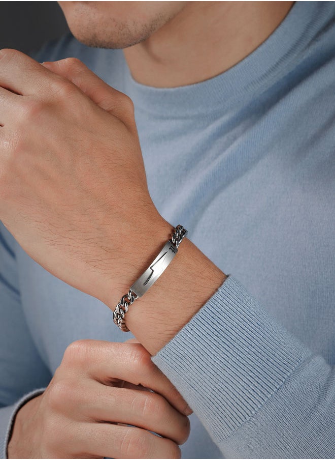 POLICE Strike Bracelet Sleek Plaque with P Logo and Lightning Motif for Bold, Unapologetic Style  - Image 4