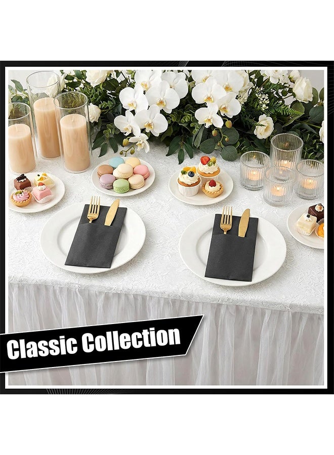 Depend 25 Packs Disposable Paper Napkins, 40x40cm Black Dinner Napkins, Wedding Decorative Dinner Paper Napkins, Thickened Wood Pulp Napkins, Food Grade Absorbent Paper For Restaurant, Party, Picnic And Daily Meals - Image 4