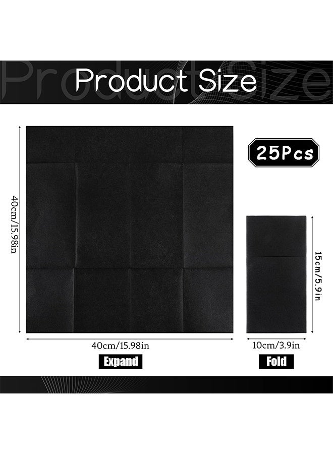 Depend 25 Packs Disposable Paper Napkins, 40x40cm Black Dinner Napkins, Wedding Decorative Dinner Paper Napkins, Thickened Wood Pulp Napkins, Food Grade Absorbent Paper For Restaurant, Party, Picnic And Daily Meals - Image 2