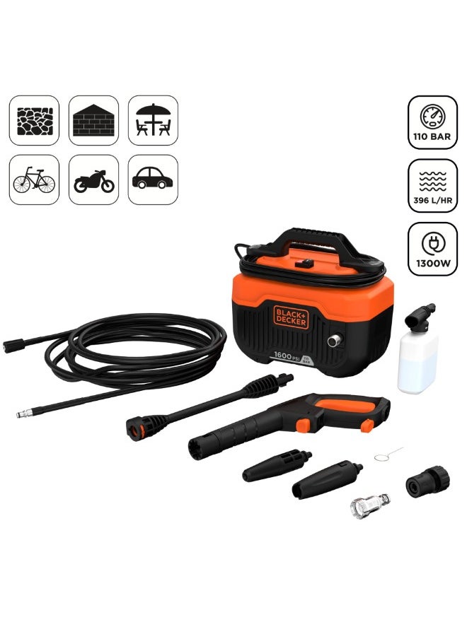 BLACK+DECKER - 1300W 110 bar/1600 PSI Horizontal Pressure Washer - Image 1