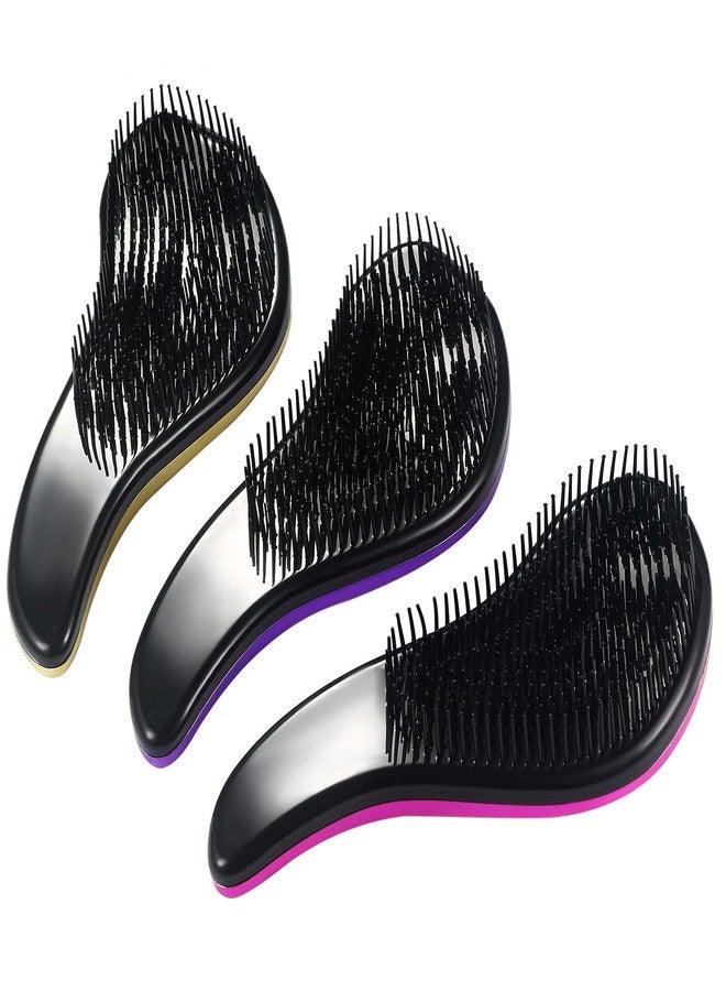 Vtrem 3 Pack Detangler Brush Professional No Pain Detangling Hairbrush Comb Anti-knot Massage Comb Glide for Natural, Curly, Straight, Wet or Dry Hair (Gold/Purple/Rose-red) - Image 2