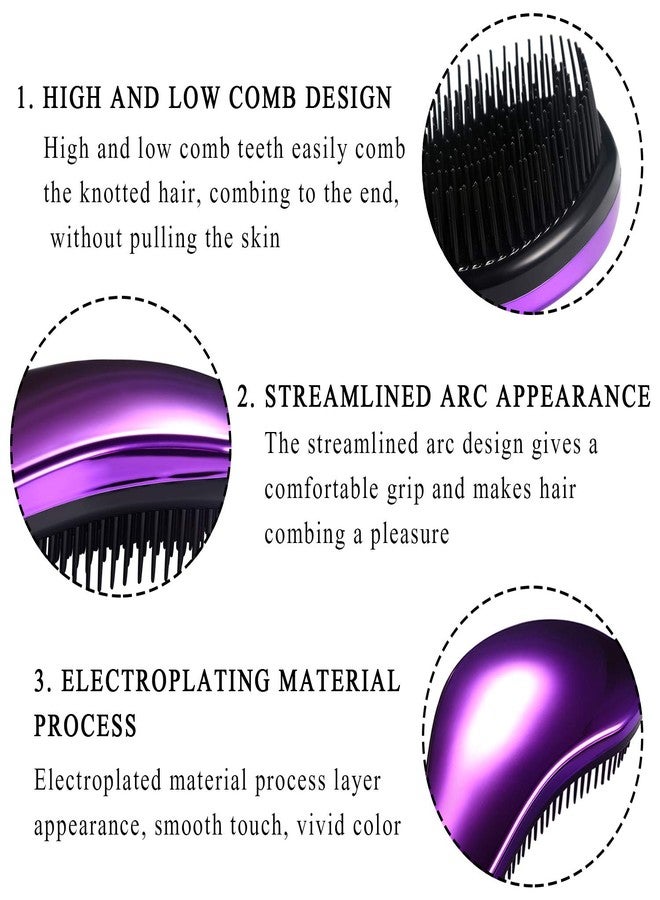 Vtrem 3 Pack Detangler Brush Professional No Pain Detangling Hairbrush Comb Anti-knot Massage Comb Glide for Natural, Curly, Straight, Wet or Dry Hair (Gold/Purple/Rose-red) - Image 4
