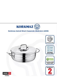 Korkmaz Astra  low and high quality stainless steel pot, capacity 26 cm  - Image 2