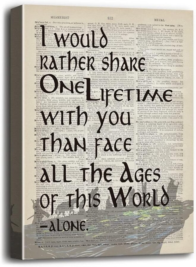 Canvas Wall Art, I Would Rather Share One Lifetime Arwen LOTR Inspirational Quote Canvas Prints Poster Wall Decor, Canvas Wall Art for Home Decor, Gift for Lord of the Rings Fan Size 12x15 