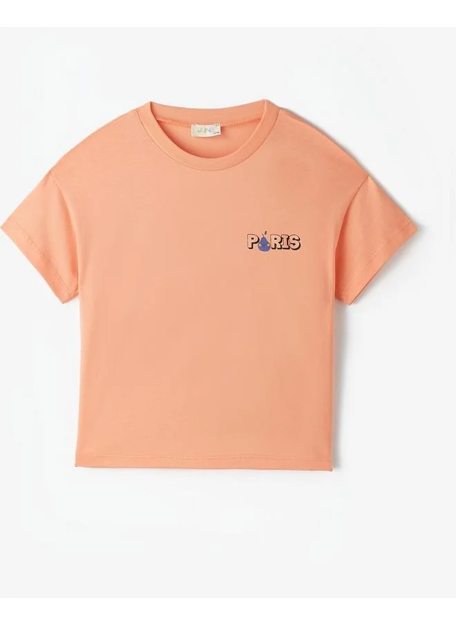 JUNE June City Printed T-Shirt Peach