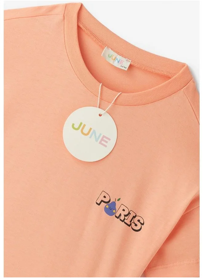 JUNE June City Printed T-Shirt Peach
