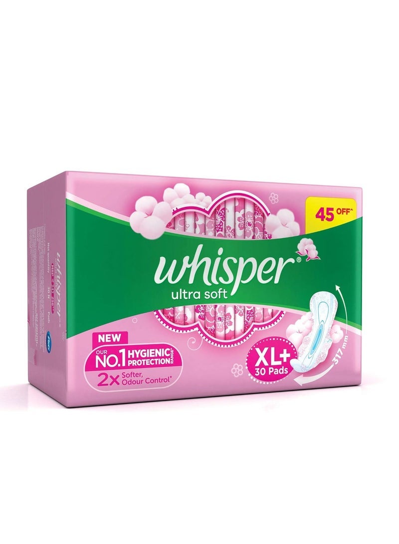 وسبير Whisper Ultra Soft XL Plus فوط صحية ، عبوة من 30 قطعة - Image 2