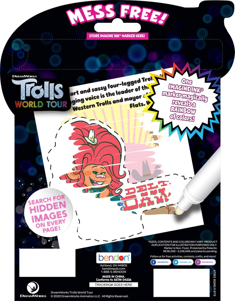 Bendon Imagine Ink Coloring Game Book, Magic Ink Pictures, Mess Free Marker (Trolls World Tour) - Image 4