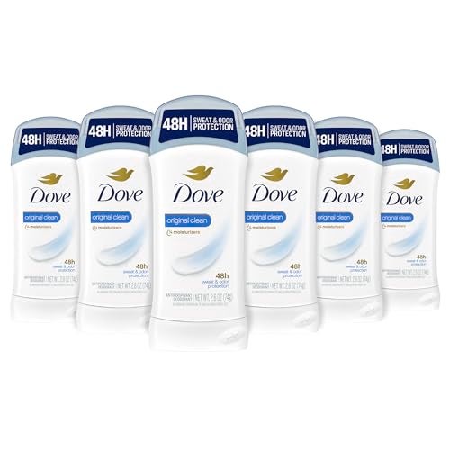 Dove Invisible Solid Antiperspirant Deodorant Stick for Women Original Clean For All Day Underarm Sweat and Odor Protection 26 oz Pack of 6