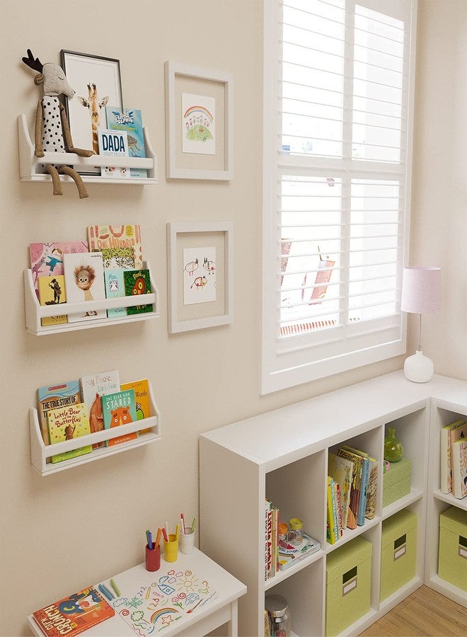 BGT Nursery Décor Wall Shelves - 3 Set Shelf - Crown Molding Floating Bookshelves for Baby and Kids Room Book Organizer Storage Ledge, Display Holder for Toys, CDs, Baby Monitor, Frames - Image 3