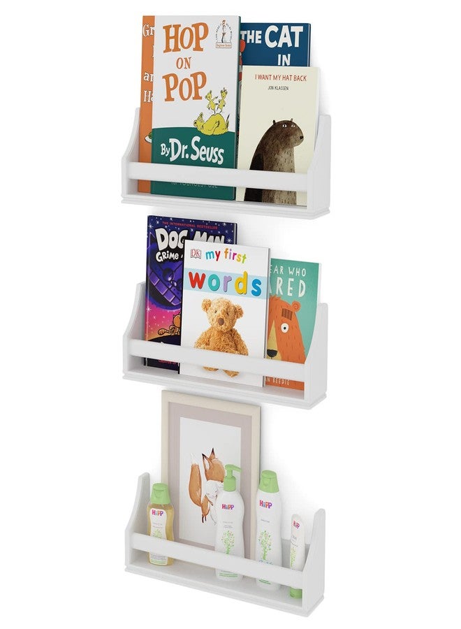 BGT Nursery Décor Wall Shelves - 3 Set Shelf - Crown Molding Floating Bookshelves for Baby and Kids Room Book Organizer Storage Ledge, Display Holder for Toys, CDs, Baby Monitor, Frames - Image 1