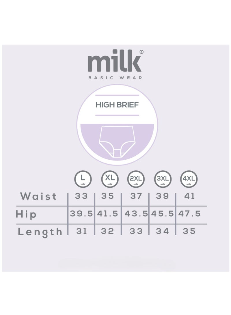Milk Pack of 3 Printed Cotton High Brief Panties Underwear for Women  - Image 5
